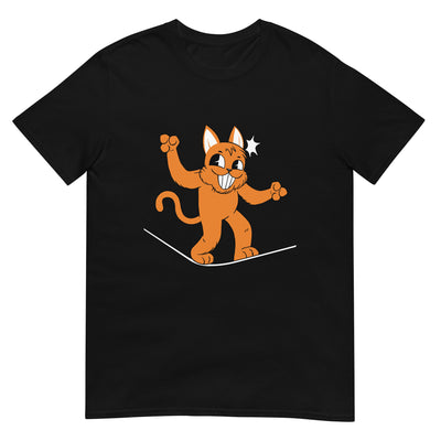 Balancierende lustige Cartoon-Katze auf Slackline - Herren T-Shirt Other_Niches xxx yyy zzz Black