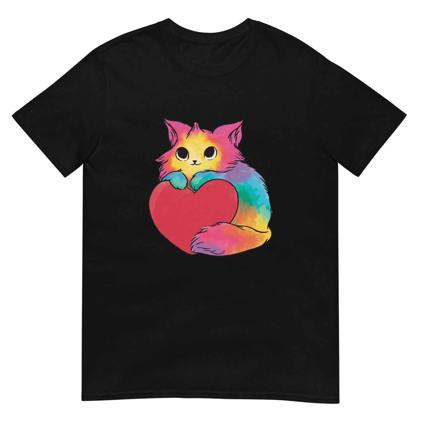 Katze und Herz in Regenbogenfarben - Wunderschön - Herren T-Shirt Other_Niches xxx yyy zzz Black