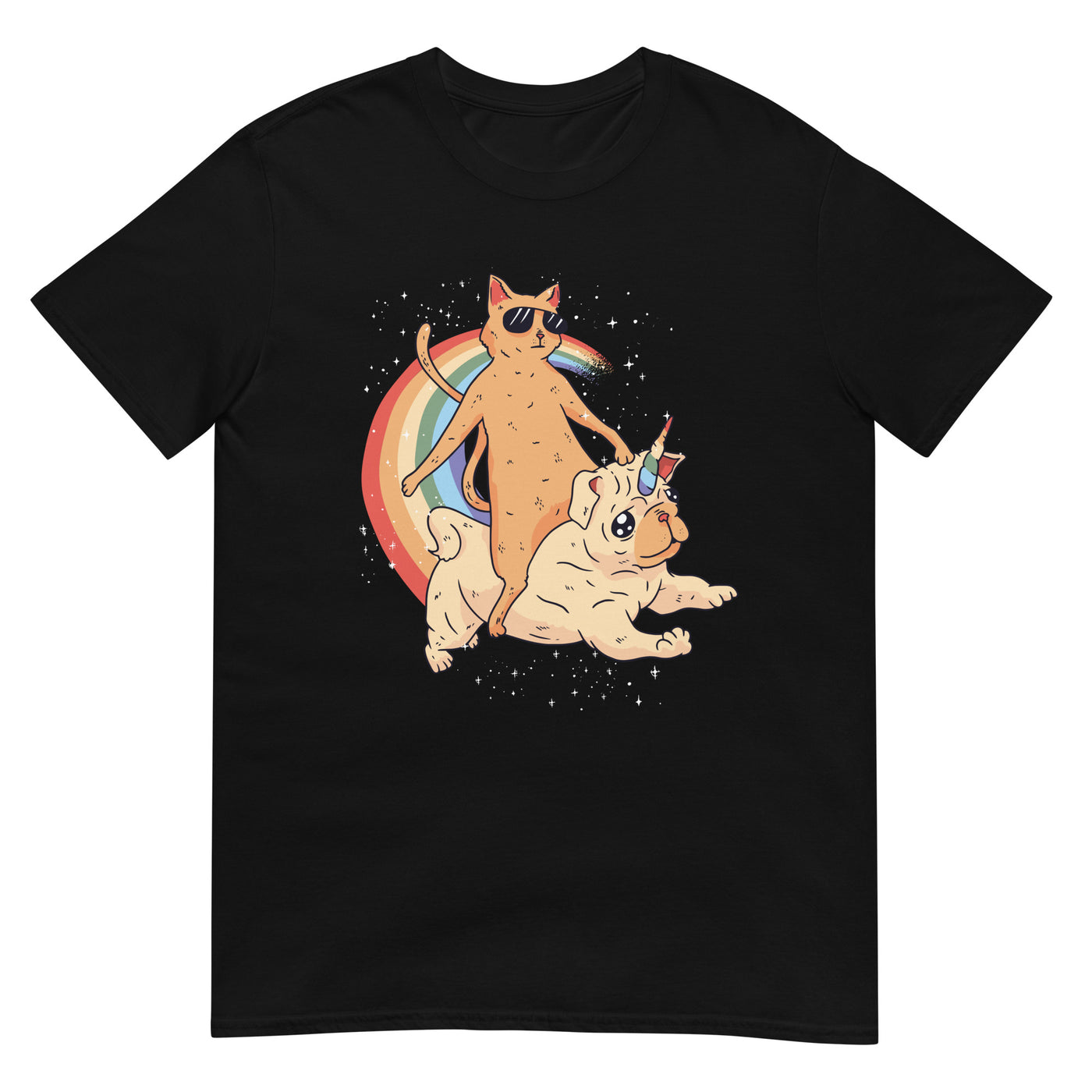 Katze reitet auf Einhorn-Hund - Regenbogen und bunt - Herren T-Shirt Other_Niches xxx yyy zzz Black