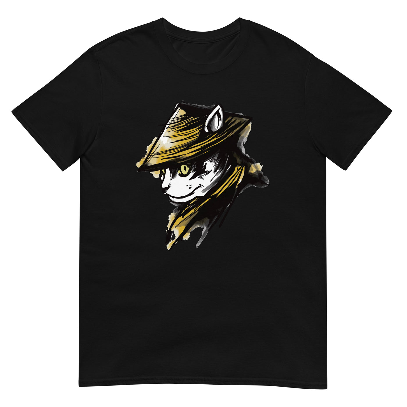 Katzen-Samurai - Gesichtsporträt eines coolen, motivierenden Katzenkriegers - Herren T-Shirt Other_Niches xxx yyy zzz Black