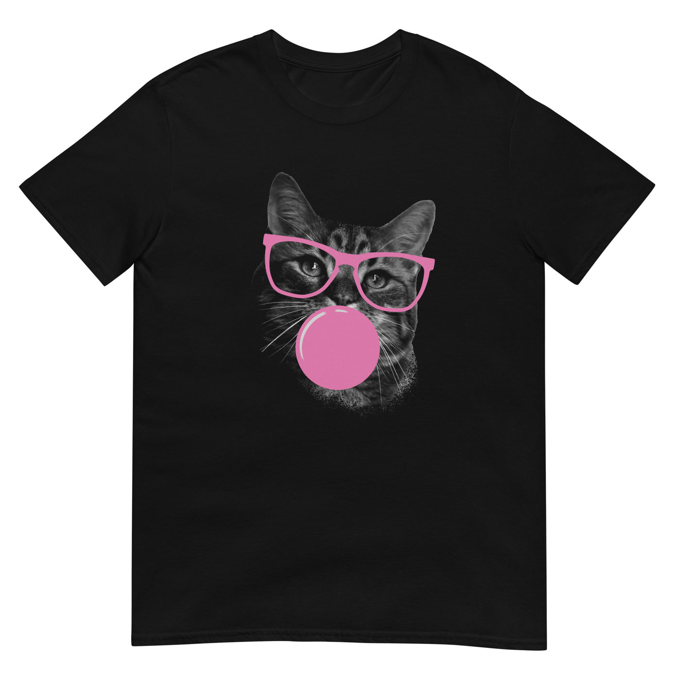 Katze mit Brille und kauendem Kaugummi in Pink - Monochrome Fotografie - Herren T-Shirt Other_Niches xxx yyy zzz Black