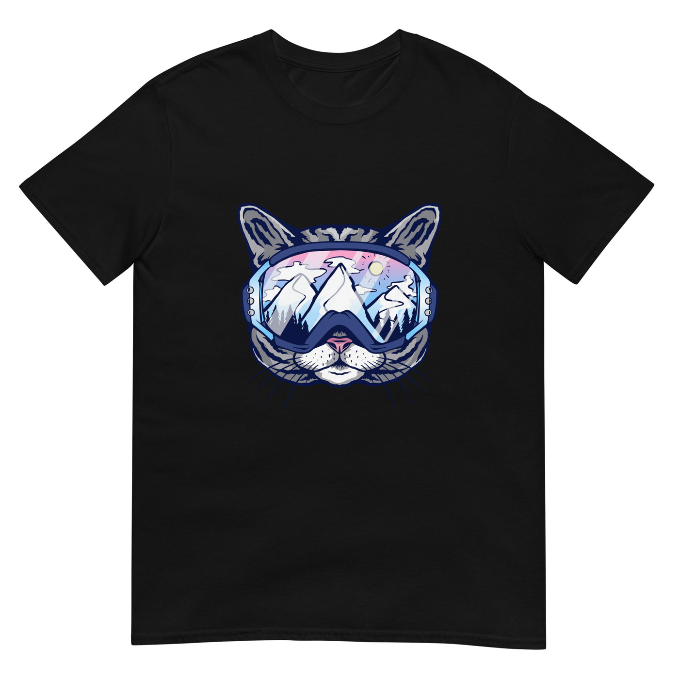 Katze mit Skibrille und Bergspiegelung - Gesichtsporträt - Herren T-Shirt Other_Niches xxx yyy zzz Black