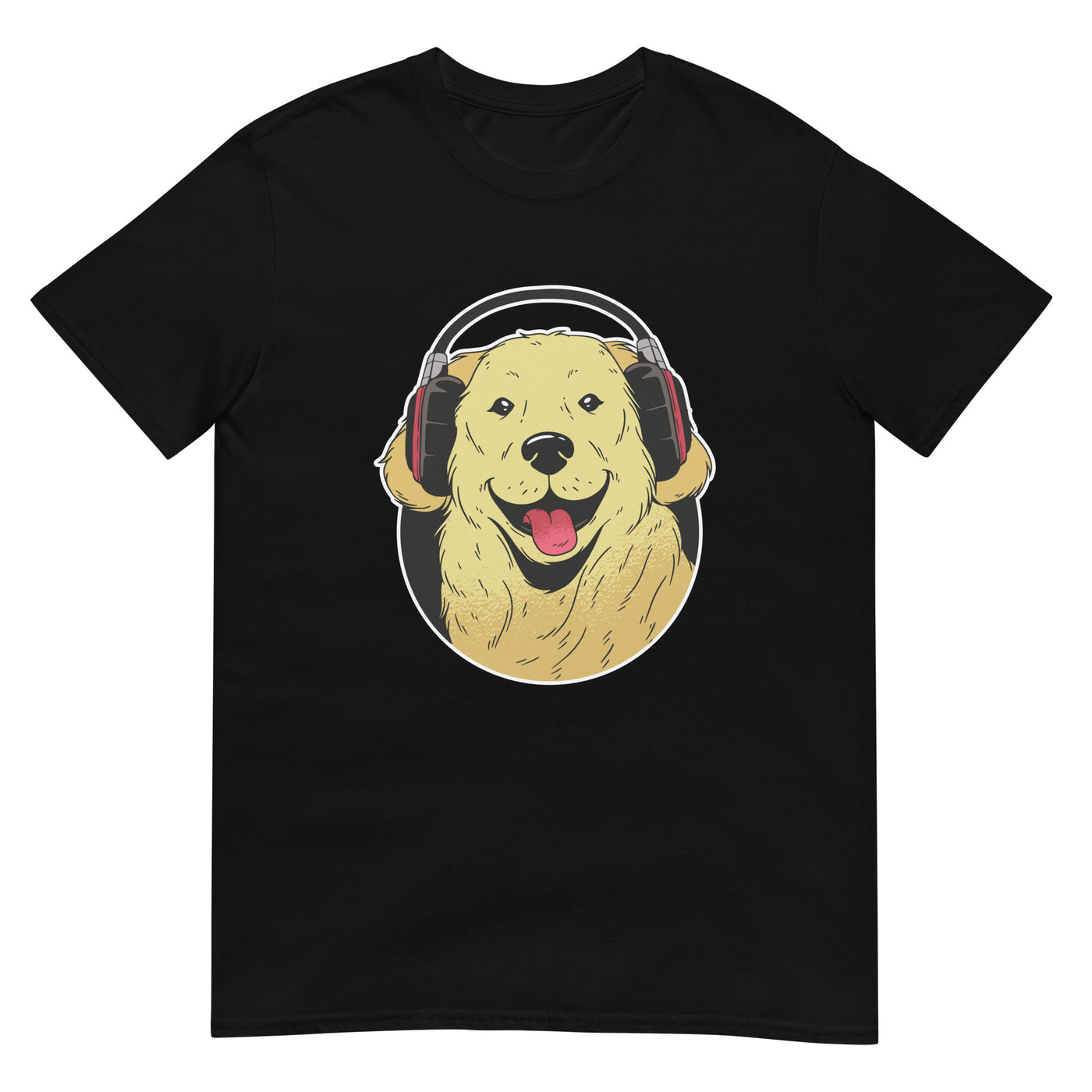 Hund mit Headset hört Musik und lustiges Gesicht - Porträt - Herren T-Shirt Other_Niches xxx yyy zzz Black