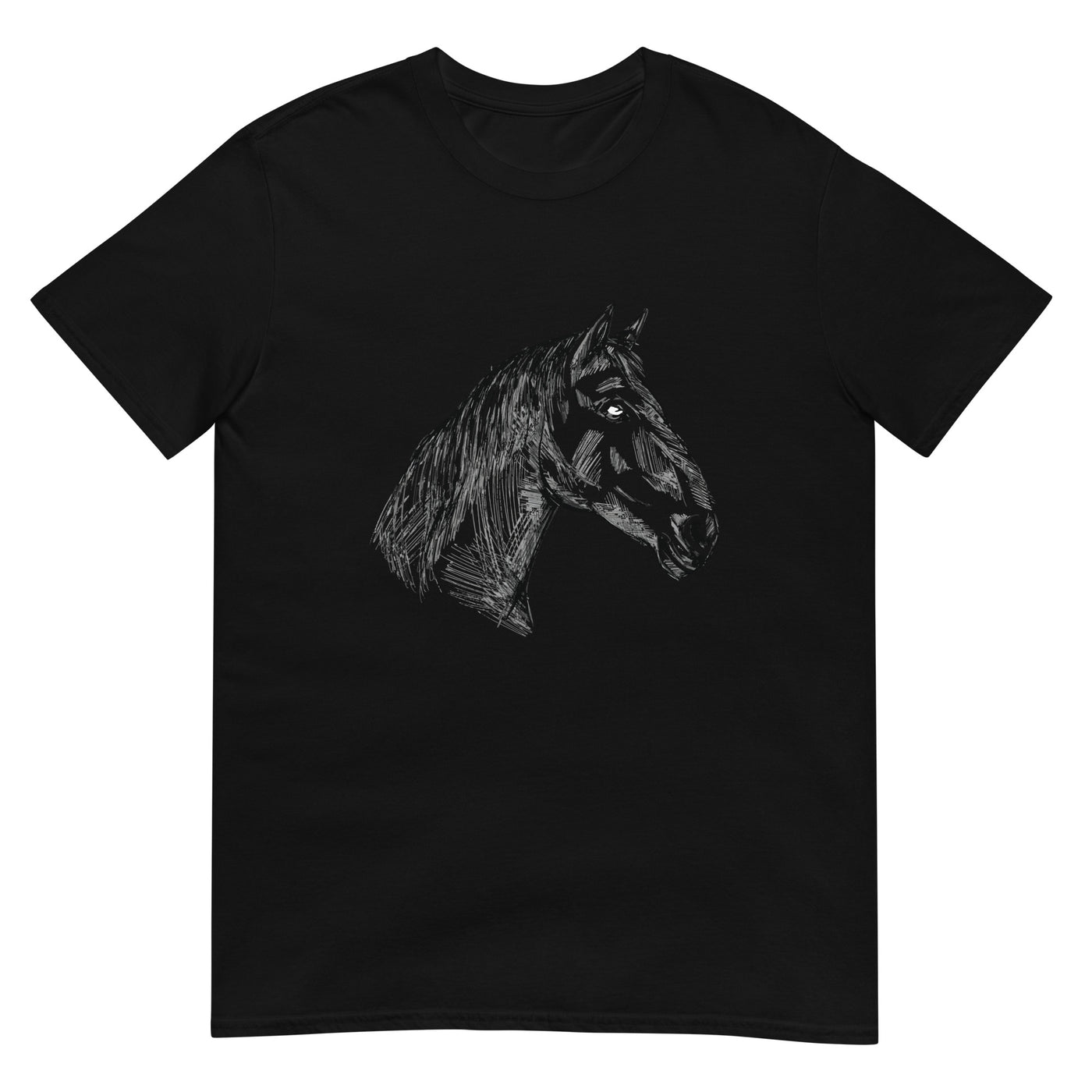 Pferdezeichnung eines Pferdekopfes - Porträt - Herren T-Shirt Other_Niches xxx yyy zzz Black