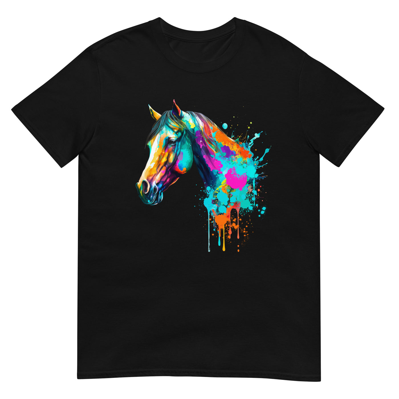 Pferdekopf mit bunter Aquarellmalerei - Herren T-Shirt Other_Niches xxx yyy zzz Black