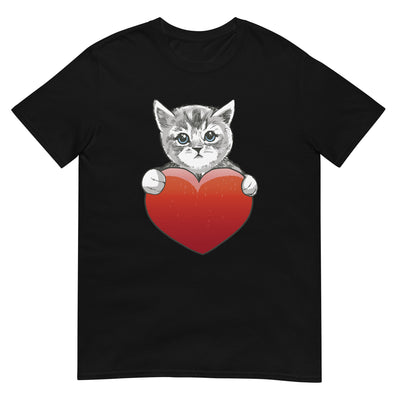 Süße Katze mit rotem Herz - Herren T-Shirt Other_Niches xxx yyy zzz Black