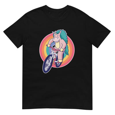 Einhorn fährt Fahrrad und Regenbogenfarben - Herren T-Shirt Other_Niches xxx yyy zzz Black