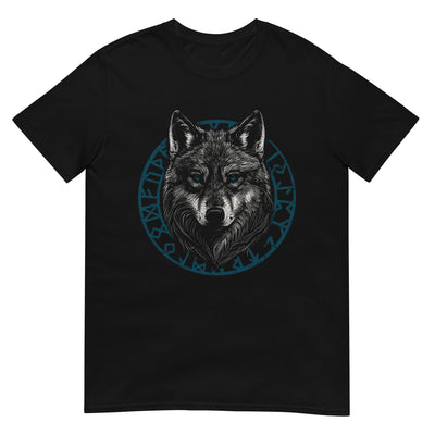 Wolfkopf mit Wikinger-Symbol - Porträt - Herren T-Shirt Other_Niches xxx yyy zzz Black