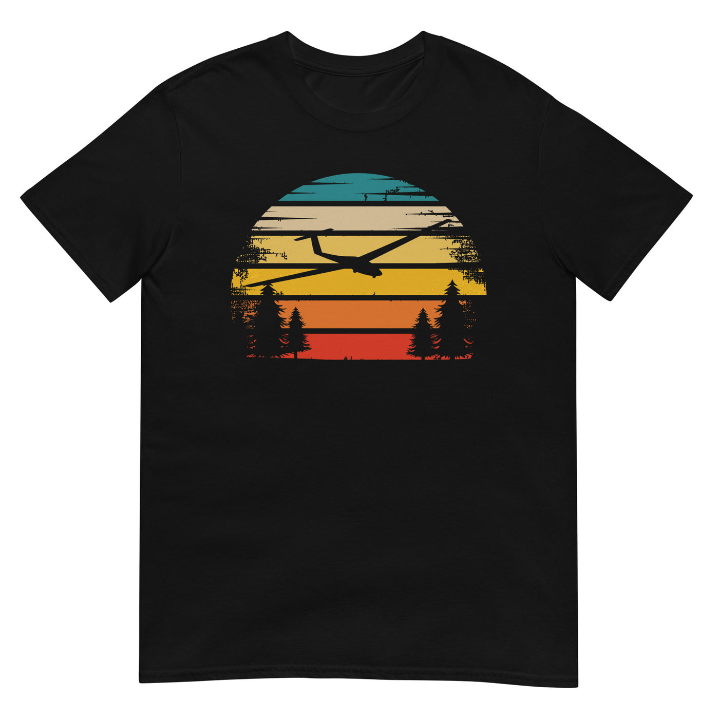 Retro Sonne und Segelflugzeug - T-Shirt (Unisex) berge xxx yyy zzz Black