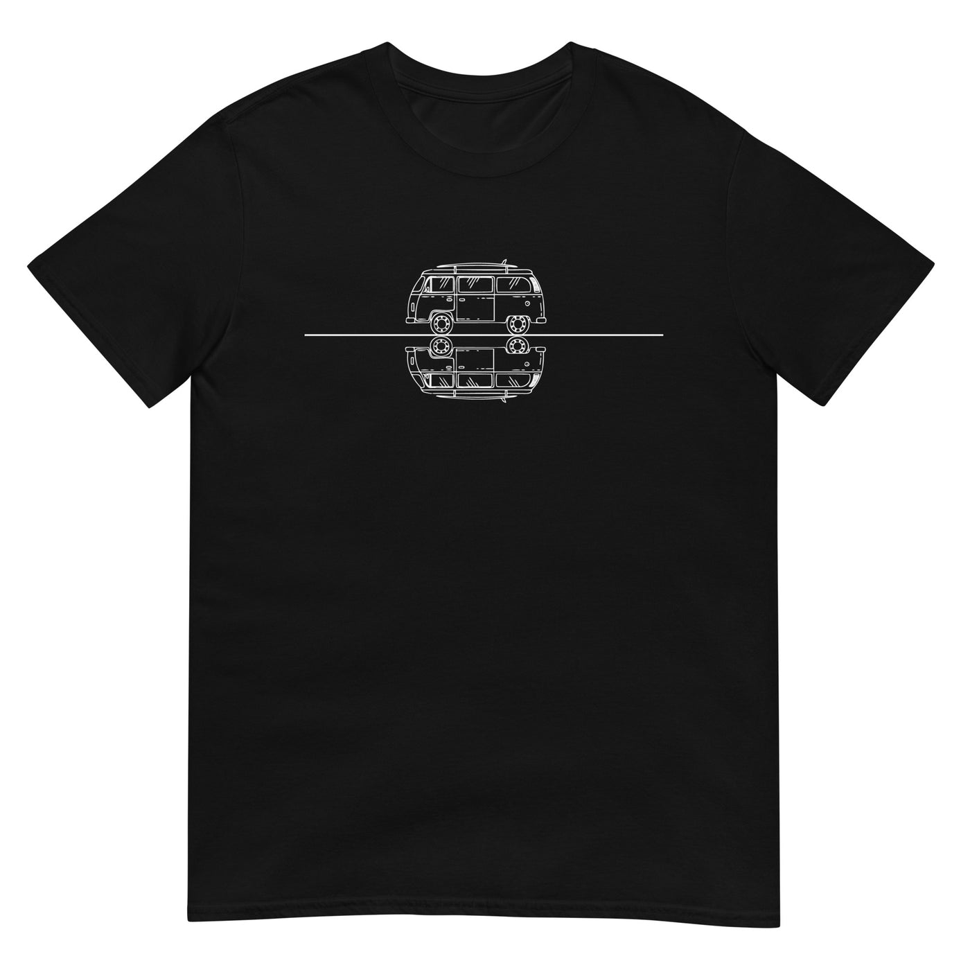 Gerade_Linie_-_Camping_Van_-_(C)_(2) - Unisex Basic Softstyle T-Shirt | Gildan 64000 camping xxx yyy zzz Black