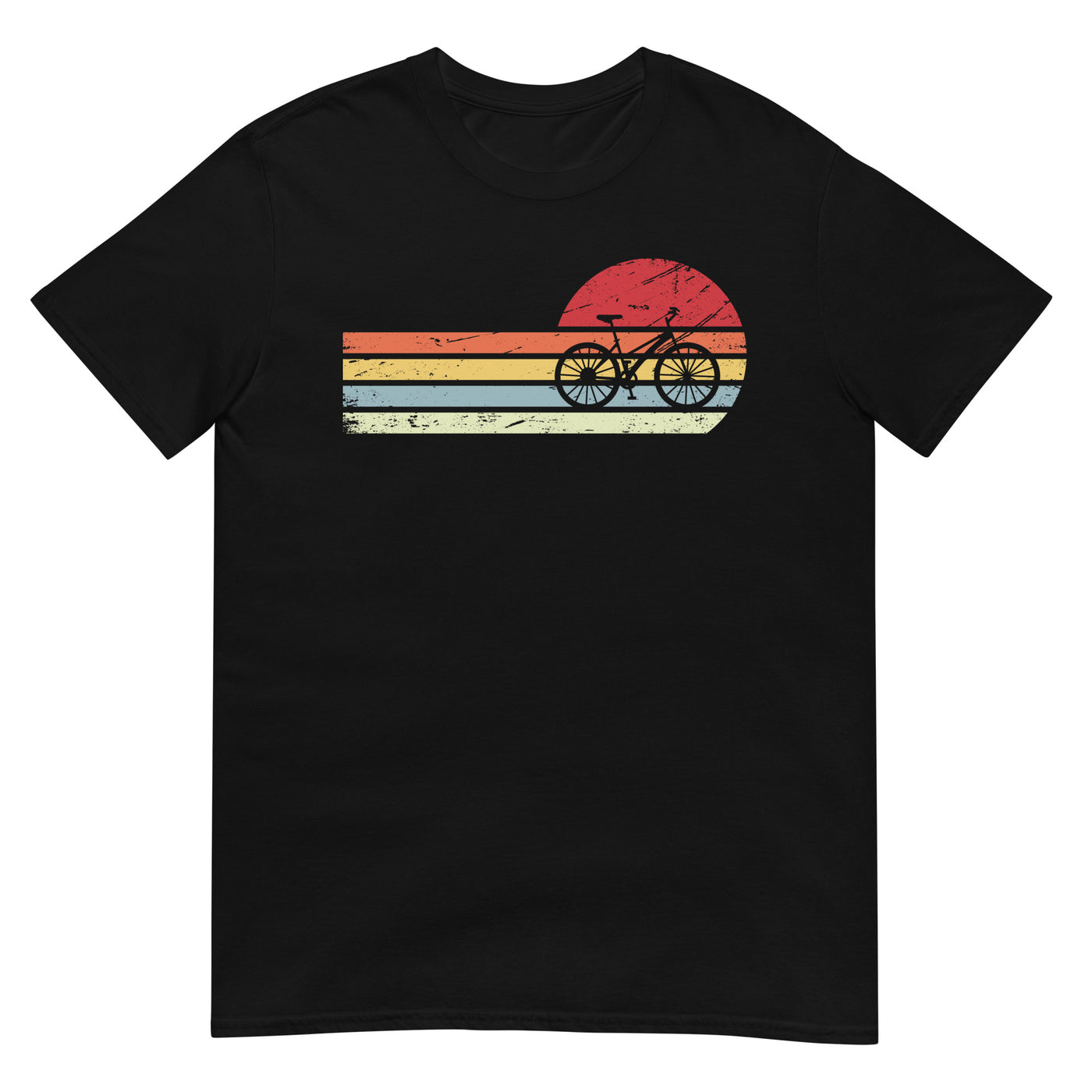 Sonne und Retro Linies - Radfahren - (F) - Unisex Basic Softstyle T-Shirt | Gildan 64000 xxx yyy zzz Black