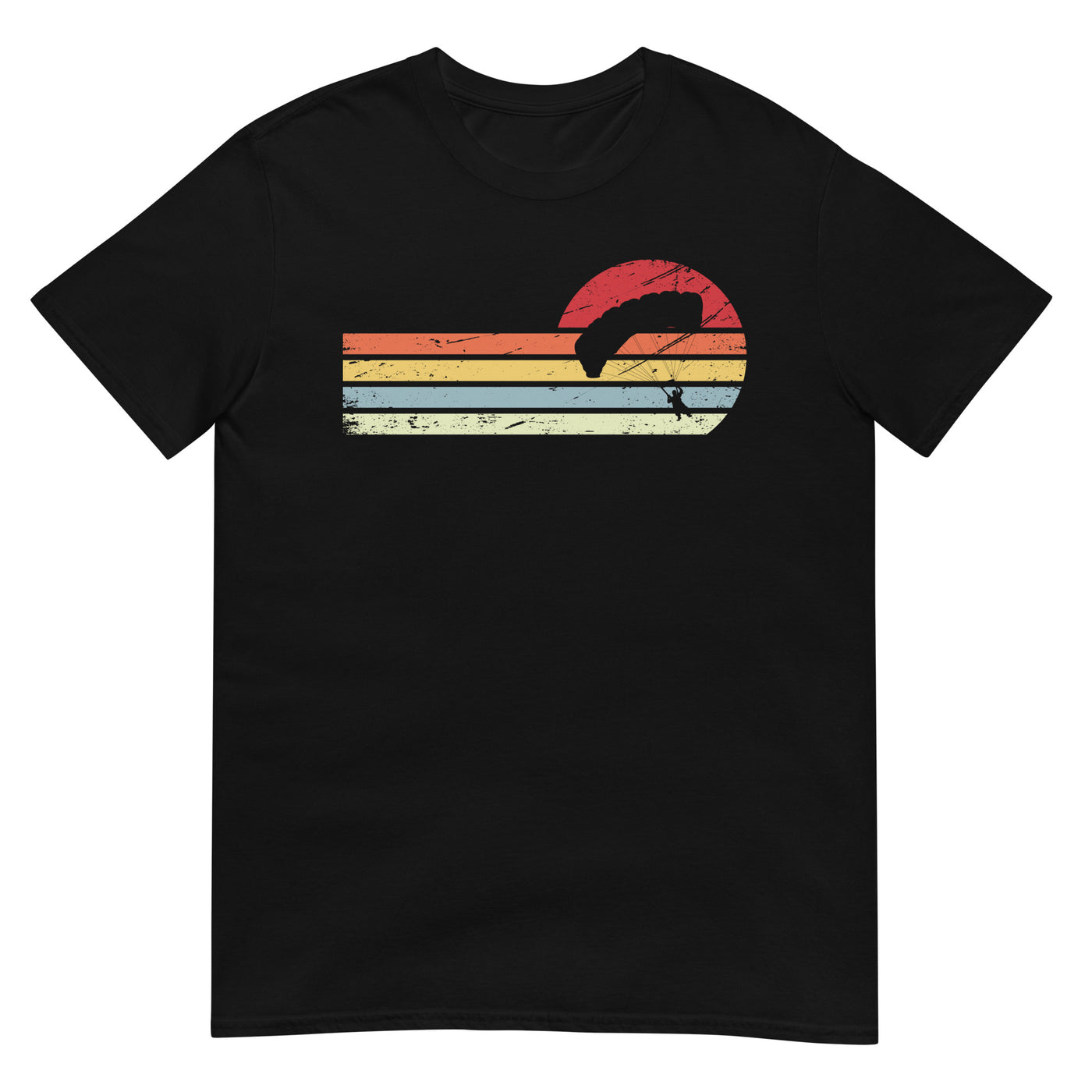 Sonne und Retro Linies - Paragleiten - (B) - Unisex Basic Softstyle T-Shirt | Gildan 64000 xxx yyy zzz Black