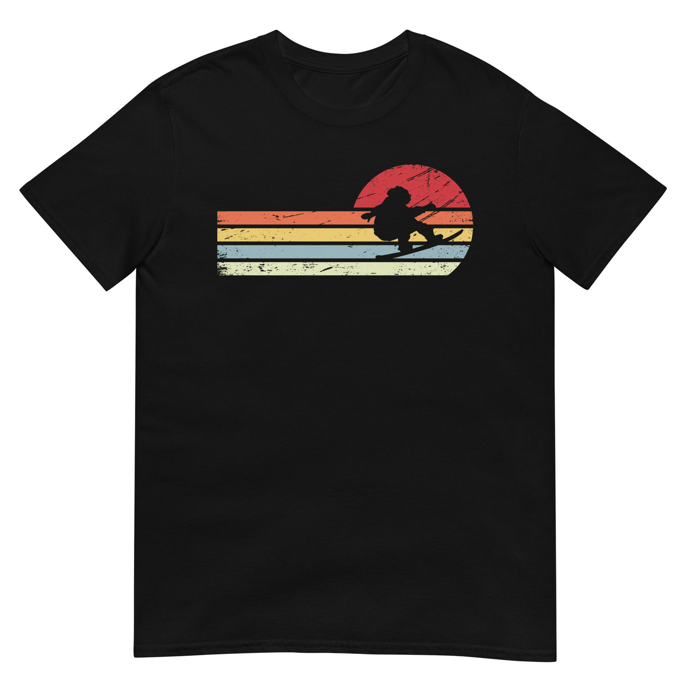 Sonne_und_Retro_Linies_-_Snowboarding_-_(SN) - Unisex Basic Softstyle T-Shirt | Gildan 64000 xxx yyy zzz Black