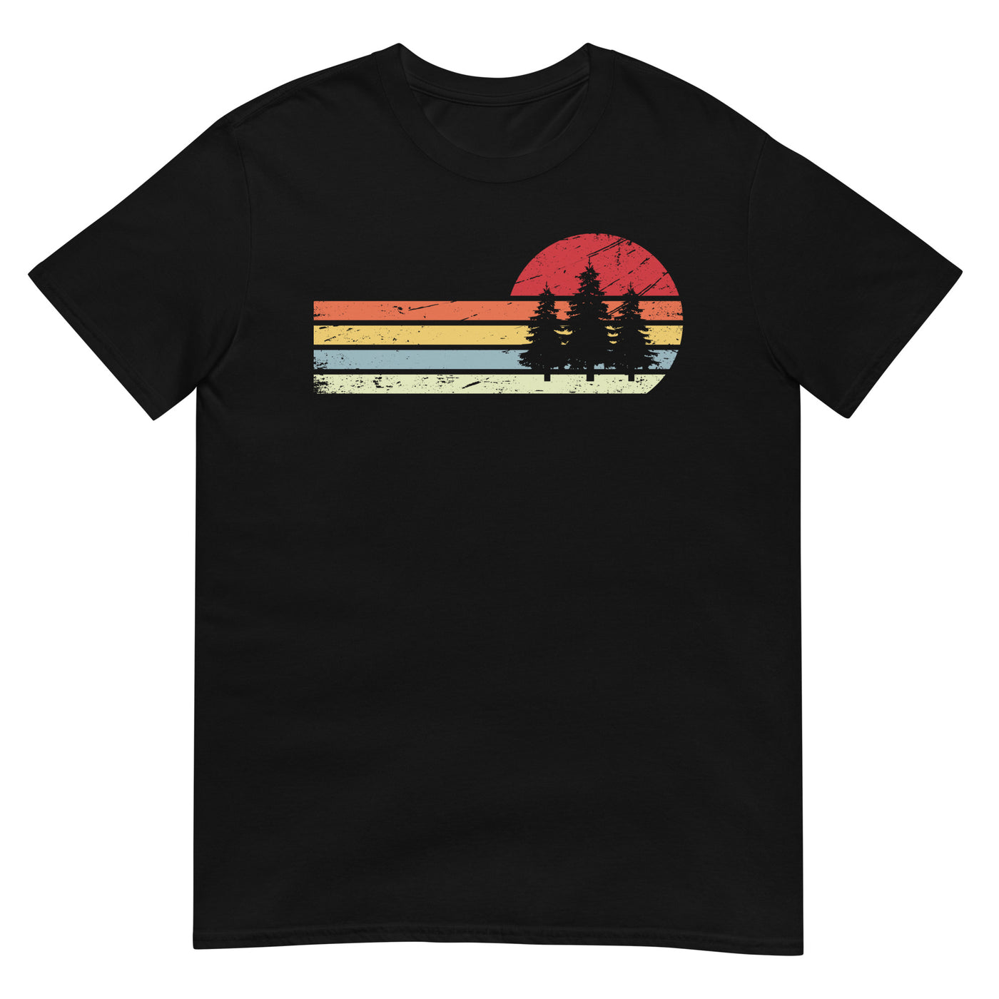 Sonne_und_Retro_Linies_-_Bäume_-_(C) - Unisex Basic Softstyle T-Shirt | Gildan 64000 xxx yyy zzz Black