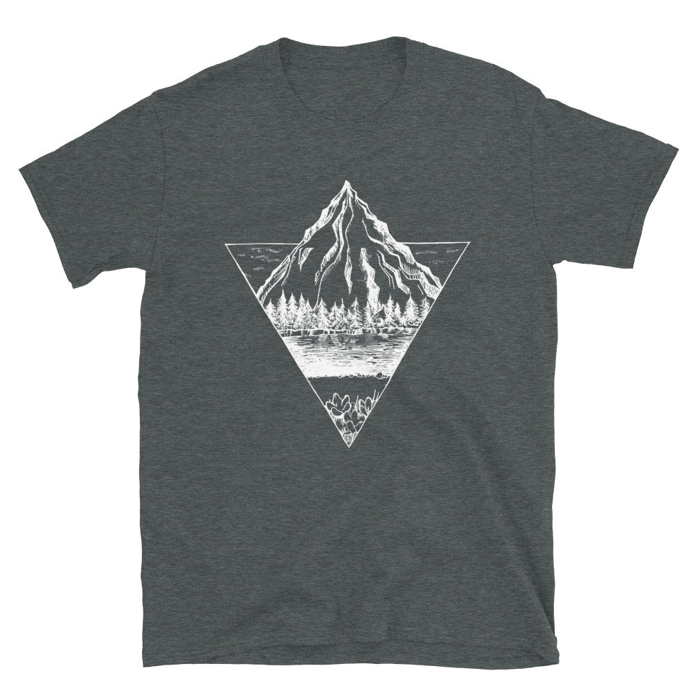 Berg - Geometrisch - T-Shirt (Unisex) berge wandern Dark Heather