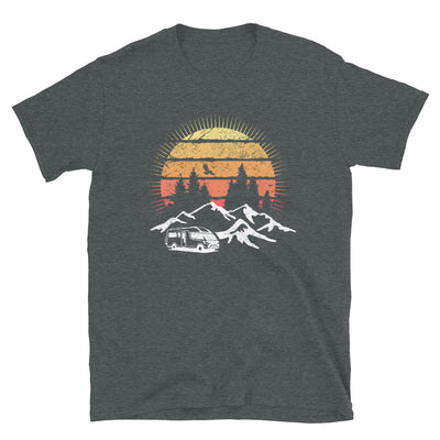 Wohnmobil Sonne Vintage - T-Shirt (Unisex) camping Dark Heather