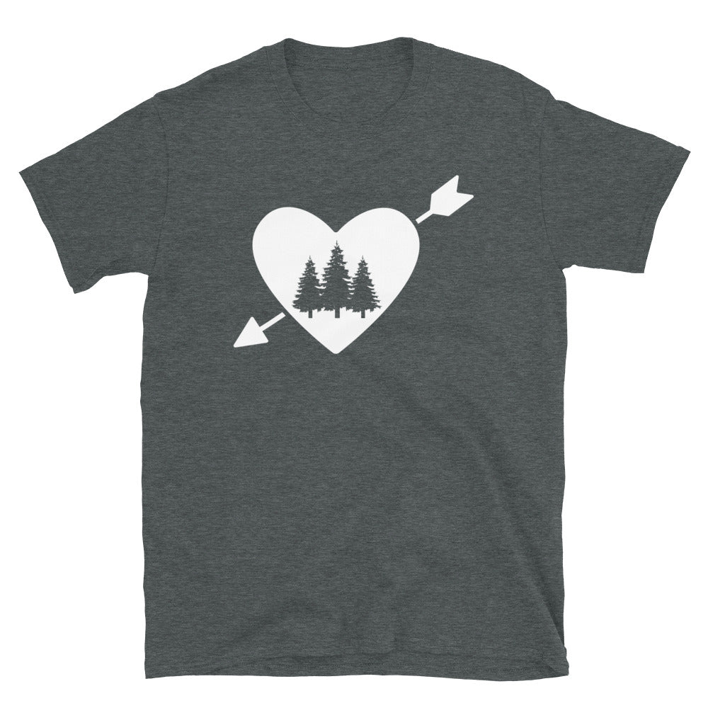 Herz, Pfeil Und Bäume - T-Shirt (Unisex) camping Dark Heather