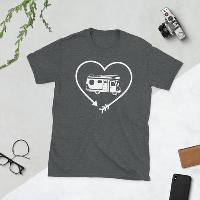 Pfeil, Herz Und Camping - T-Shirt (Unisex) camping Dark Heather