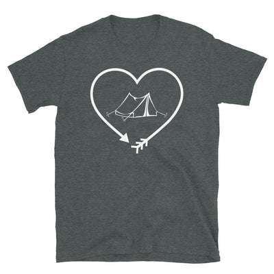 Pfeil, Herz Und Camping 1 - T-Shirt (Unisex) camping Dark Heather