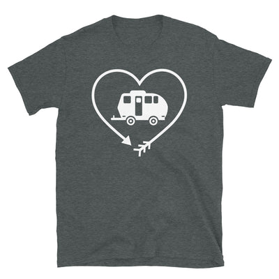 Pfeil, Herz Und Camping 2 - T-Shirt (Unisex) camping Dark Heather