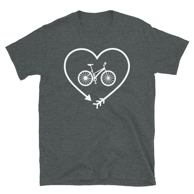 Pfeil, Herz Und Radfahren - T-Shirt (Unisex) fahrrad Dark Heather