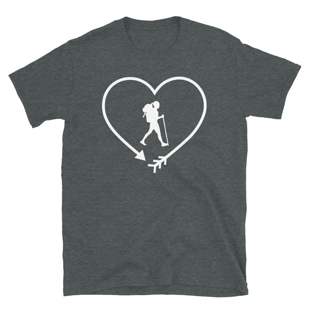 Pfeil, Herz Und Wandern 1 - T-Shirt (Unisex) wandern Dark Heather
