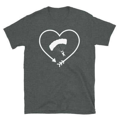 Pfeil, Herz Und Gleitschirmfliegen - T-Shirt (Unisex) berge Dark Heather