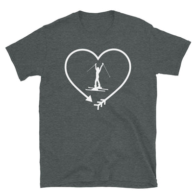 Pfeil, Herz Und Skifahren 1 - T-Shirt (Unisex) klettern ski Dark Heather