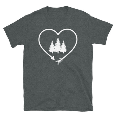 Pfeil, Herz Und Bäume - T-Shirt (Unisex) camping Dark Heather
