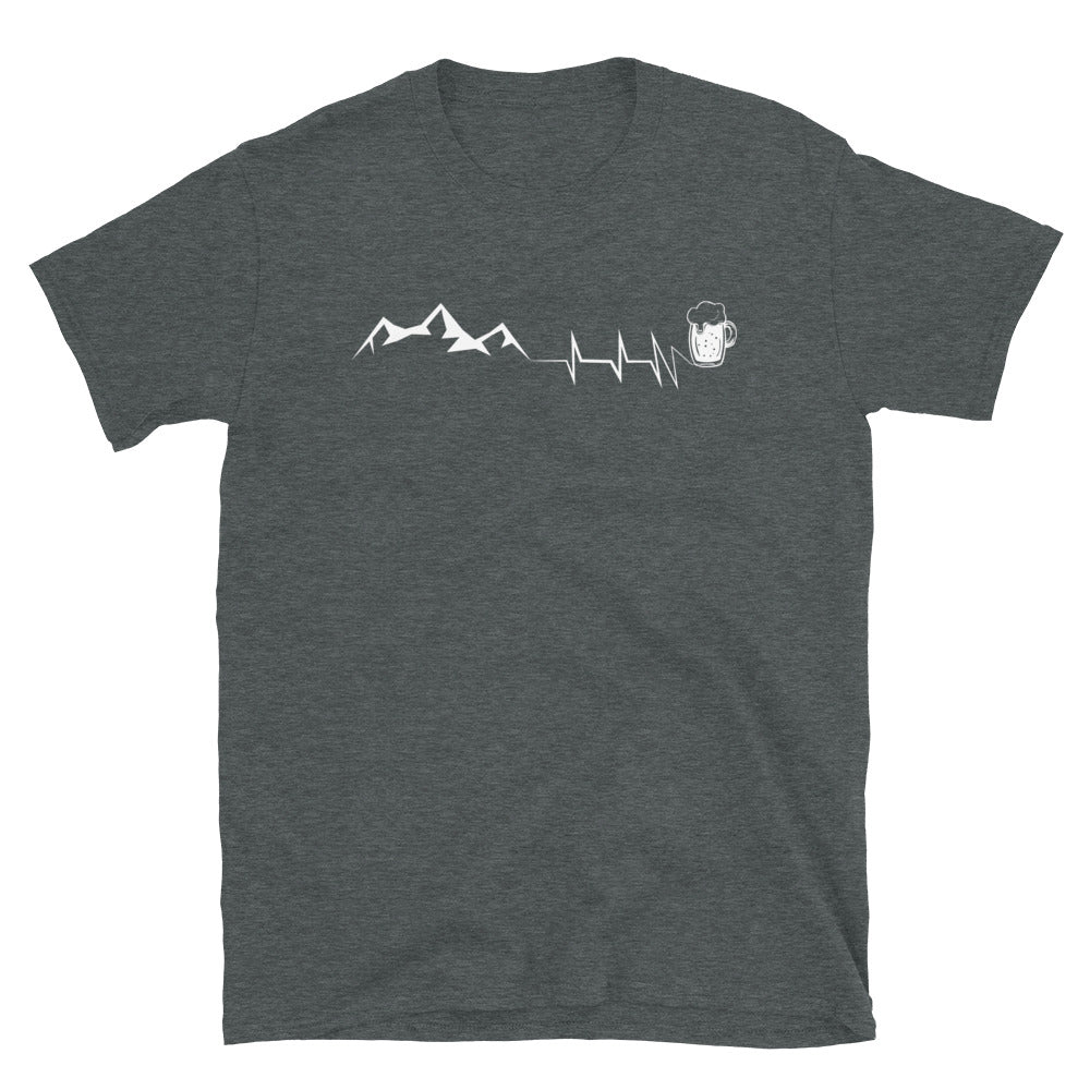Bier - Herzschlag - Berg - T-Shirt (Unisex) berge Dark Heather