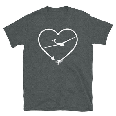 Pfeil, Herz Und Segelflugzeug - T-Shirt (Unisex) berge Dark Heather