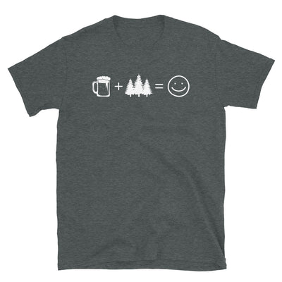 Bier, Lächelndes Gesicht Und Baum - T-Shirt (Unisex) camping Dark Heather