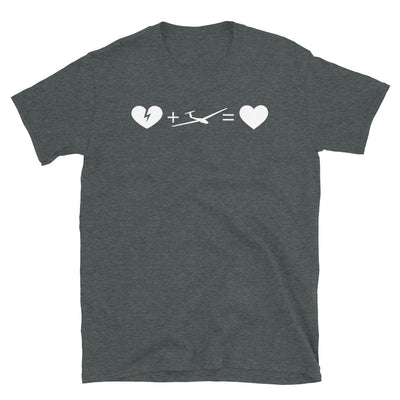 Gebrochenes Herz, Herz Und Segelflugzeug - T-Shirt (Unisex) berge Dark Heather