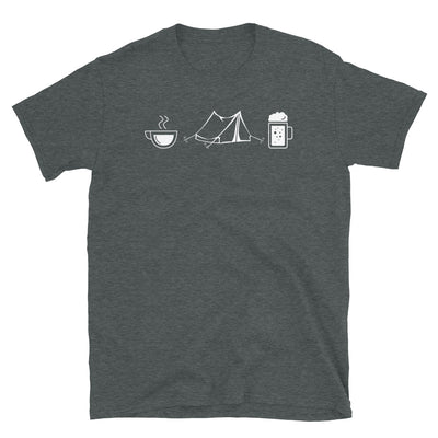 Kaffee, Bier Und Camping - T-Shirt (Unisex) camping Dark Heather