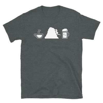 Kaffee, Bier Und Klettern - T-Shirt (Unisex) klettern Dark Heather