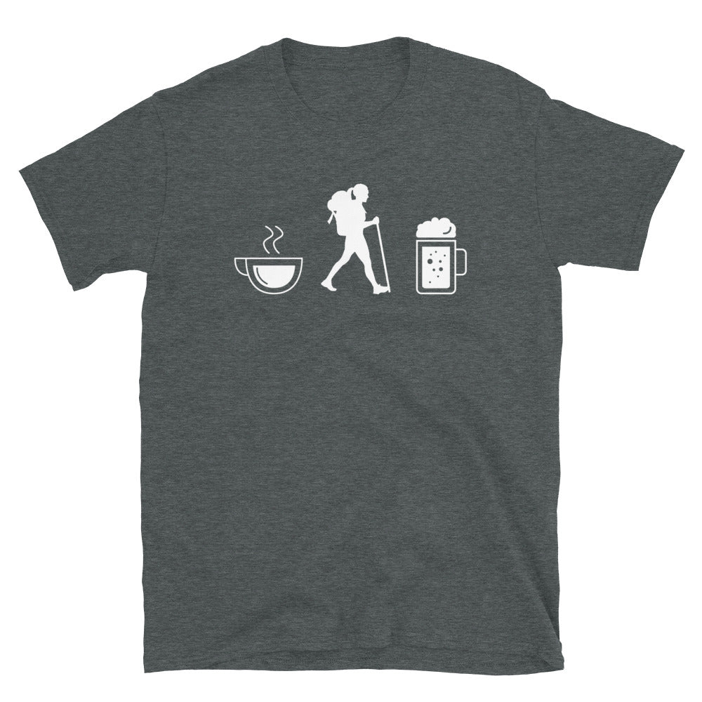 Kaffee, Bier Und Wandern - T-Shirt (Unisex) wandern Dark Heather