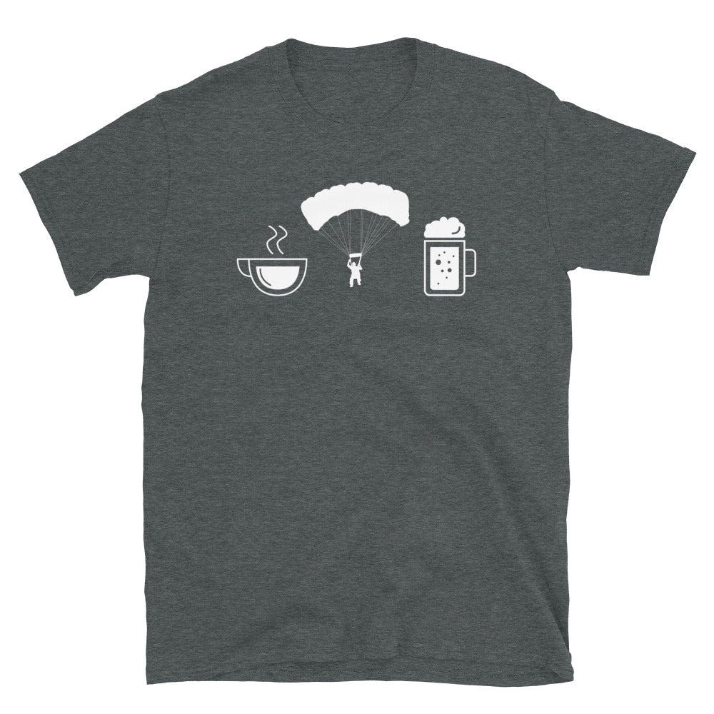 Kaffee, Bier Und Paragliding - T-Shirt (Unisex) fahrrad Dark Heather