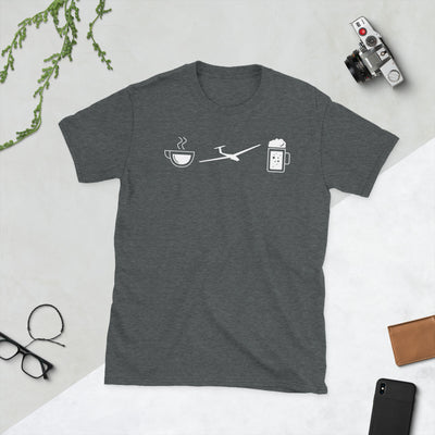 Kaffee, Bier Und Segelflugzeug - T-Shirt (Unisex) fahrrad Dark Heather