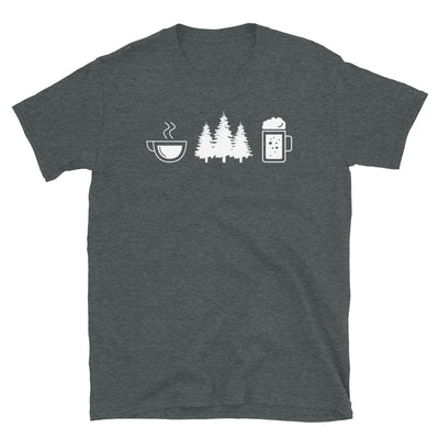 Kaffee, Bier Und Bäume - T-Shirt (Unisex) camping Dark Heather