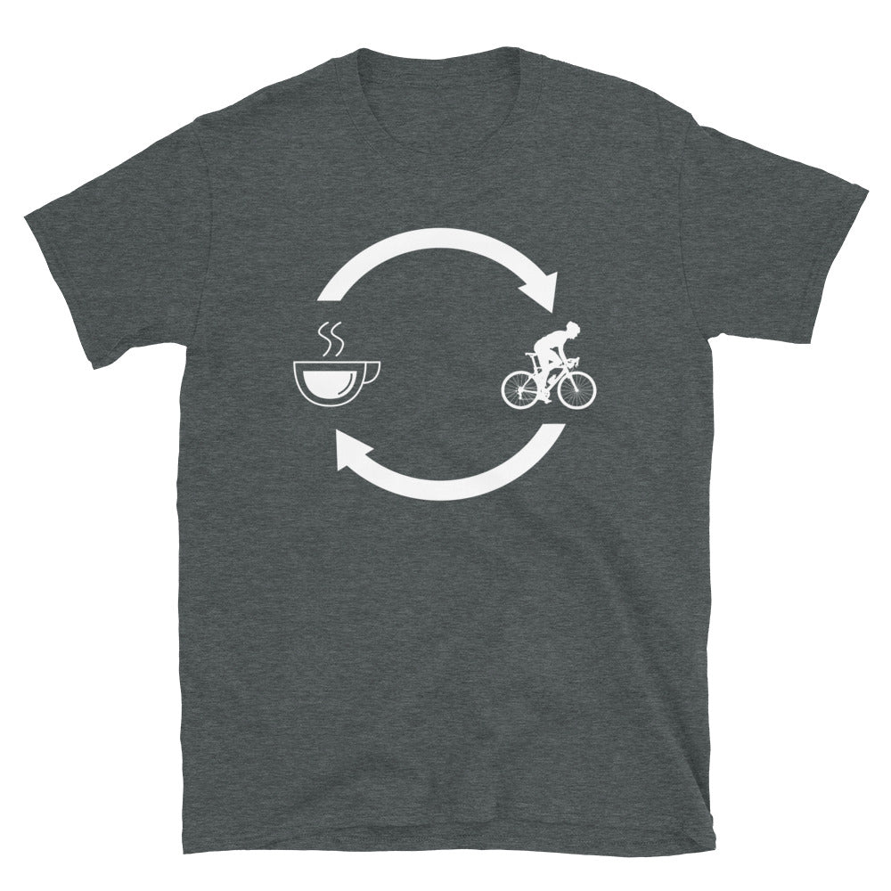 Kaffee, Pfeile Laden Und Radfahren 1 - T-Shirt (Unisex) fahrrad Dark Heather