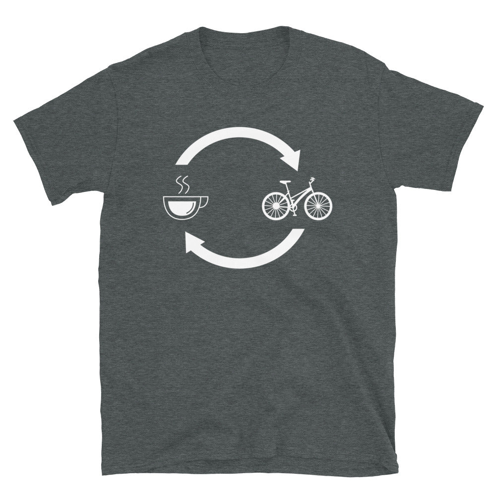 Kaffee, Pfeile Laden Und Radfahren - T-Shirt (Unisex) fahrrad Dark Heather