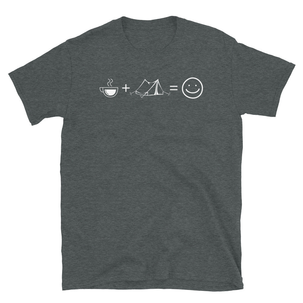 Kaffee, Lächeln Und Camping 1 - T-Shirt (Unisex) camping Dark Heather