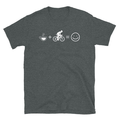 Kaffee, Lächeln Und Radfahren 1 - T-Shirt (Unisex) fahrrad Dark Heather