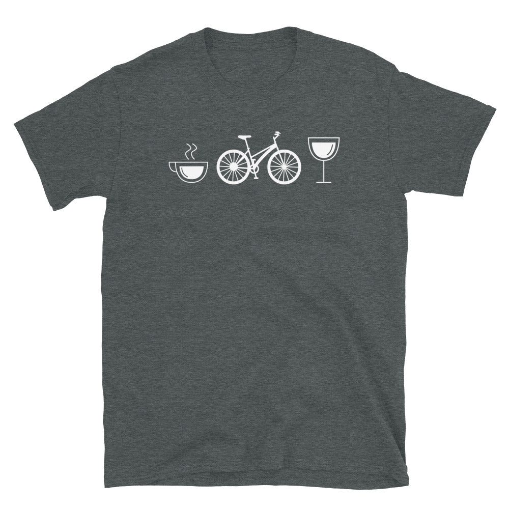 Kaffee, Wein Und Fahrrad - T-Shirt (Unisex) fahrrad Dark Heather