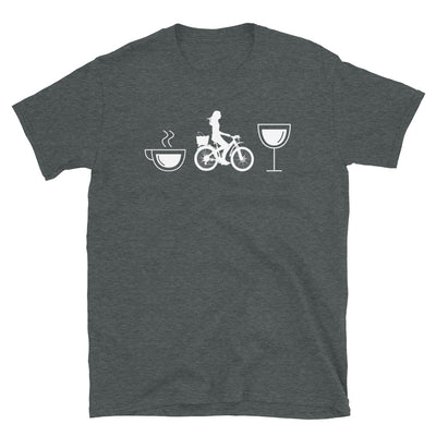 Kaffee, Wein Und Radfahren - T-Shirt (Unisex) fahrrad Dark Heather