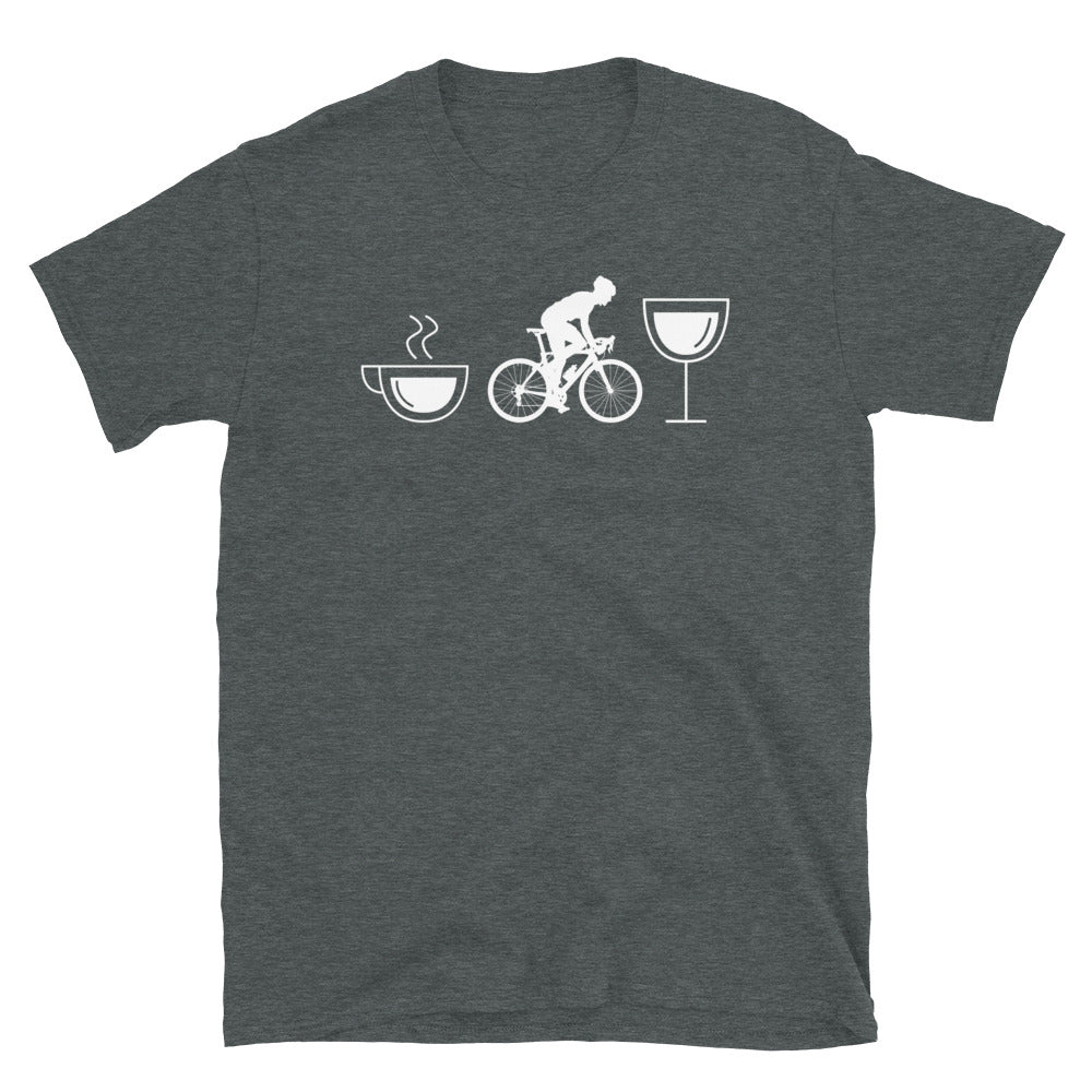 Kaffee, Wein Und Radfahren - T-Shirt (Unisex) fahrrad Dark Heather