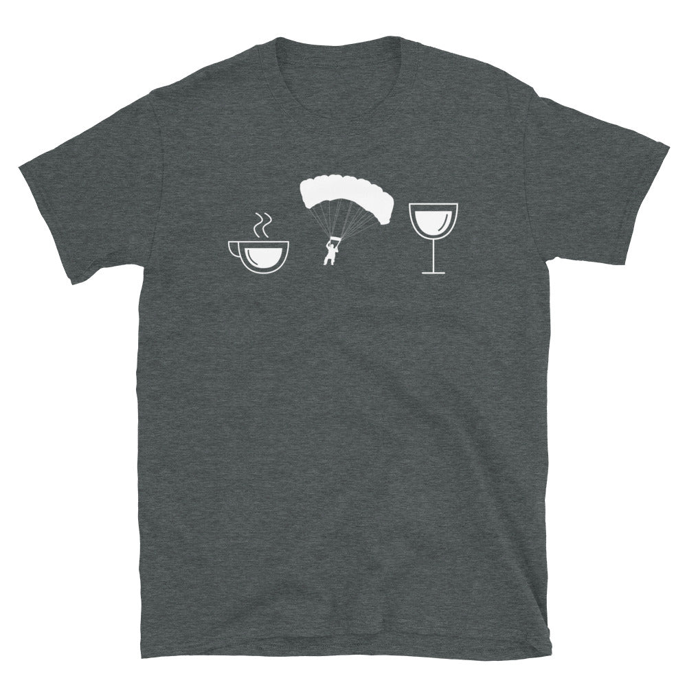 Kaffee, Wein Und Paragliding - T-Shirt (Unisex) berge Dark Heather