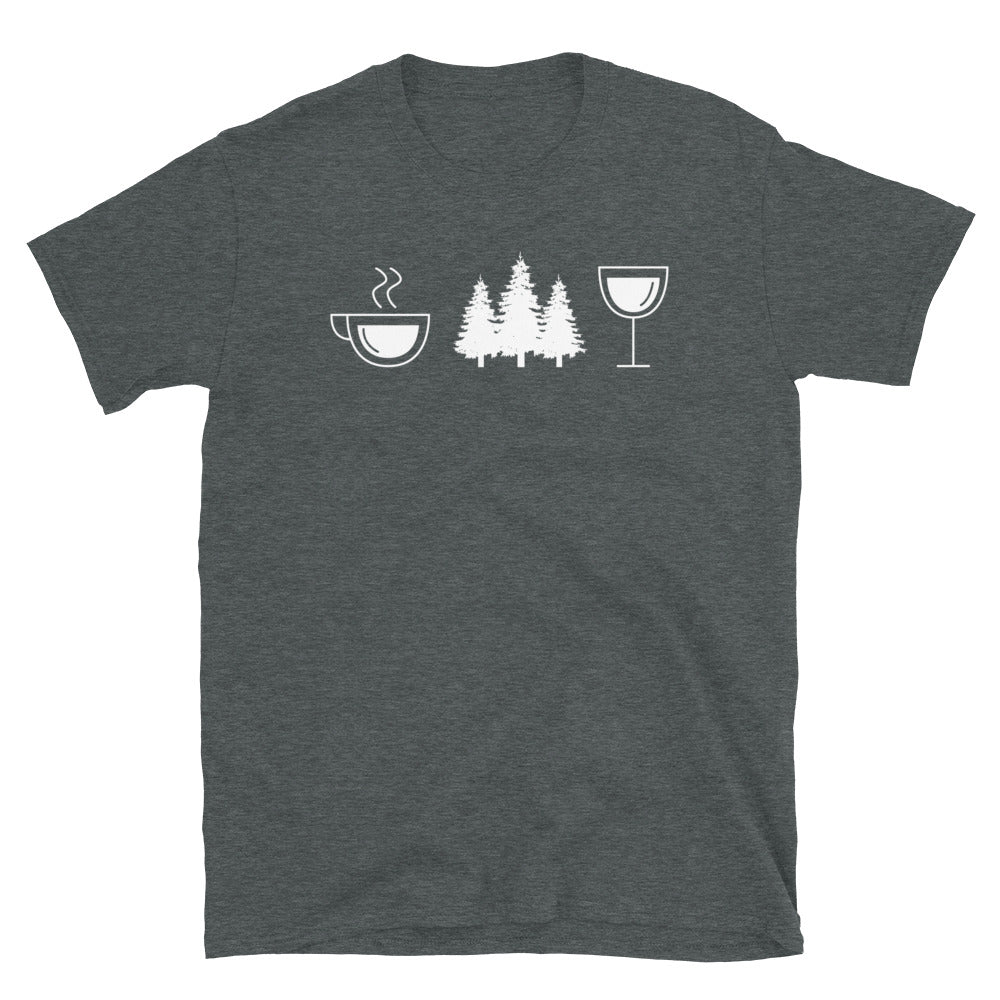 Kaffee, Wein Und Bäume - T-Shirt (Unisex) camping Dark Heather