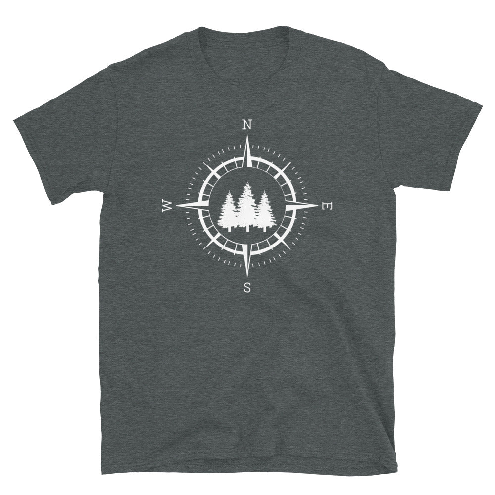 Kompass Und Bäume - T-Shirt (Unisex) camping Dark Heather