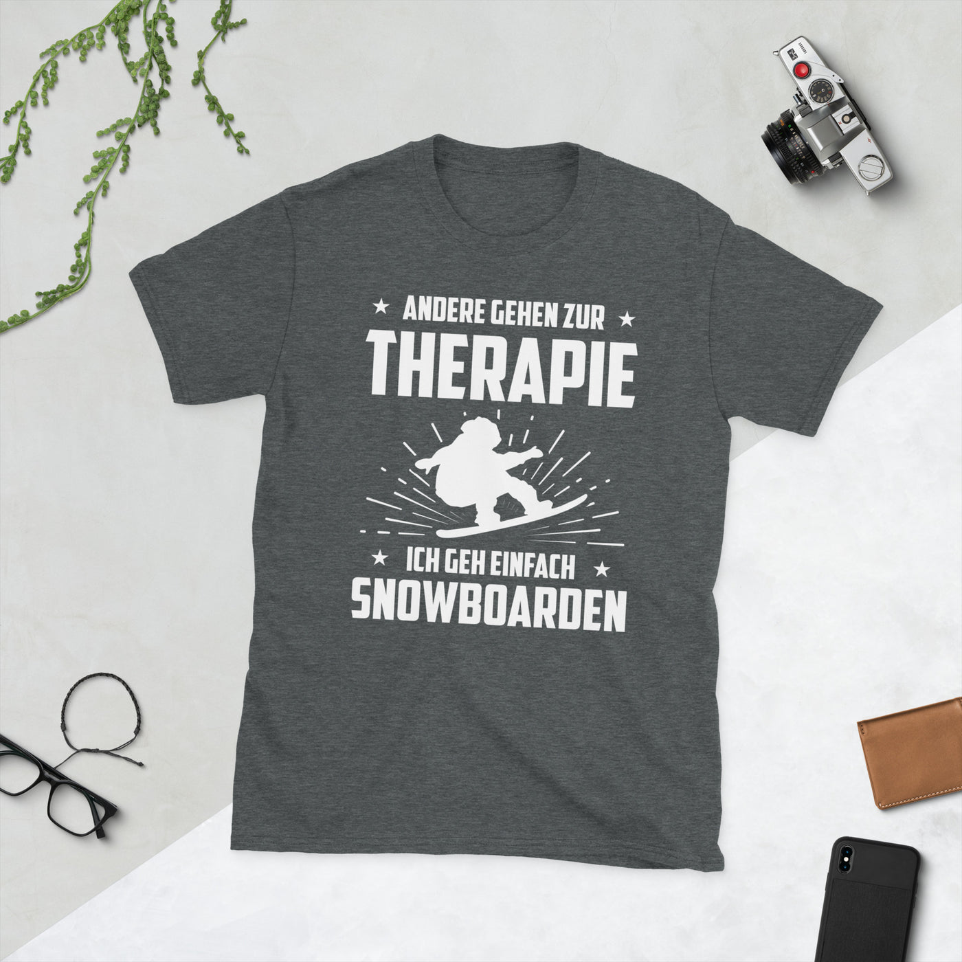 Andere Gehen Zur Therapie Ich Gen Einfach Snowboarden - T-Shirt (Unisex) snowboarden Dark Heather
